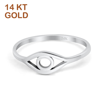 14K White Gold Evil Eye Simple Wedding Engagement Ring (6mm)